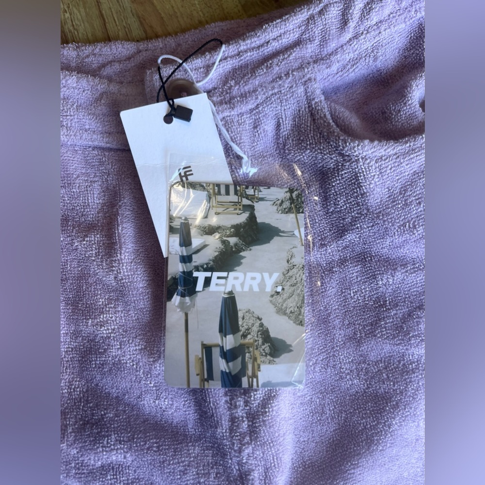 TERRY Lavender Beach Club Cruise Shorts XL NWT | 100% Cotton Terrycloth Lounge - Picture 2 of 5